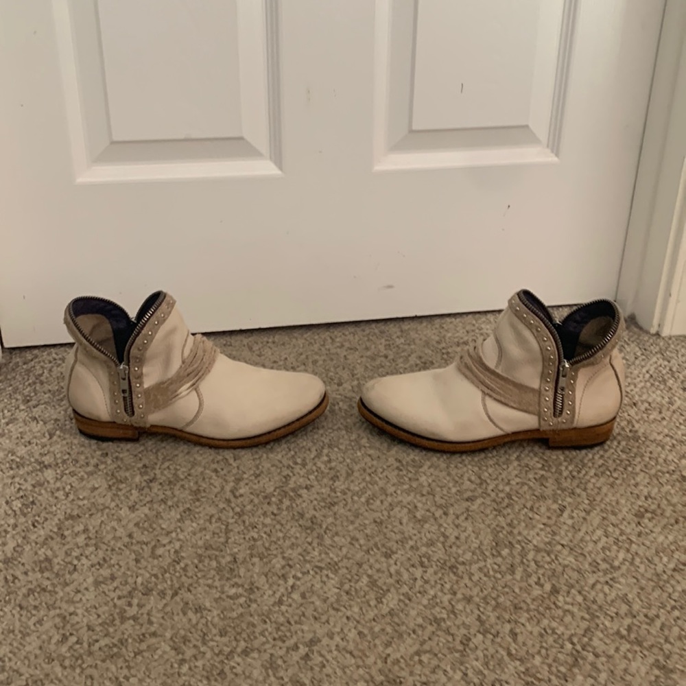 Women's Beige Studded Ankle Boots